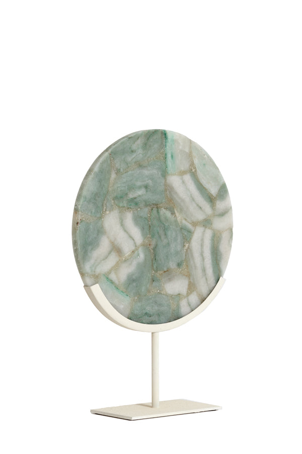 Ornament on base 35x12x50 cm GOUYA green agate+cream