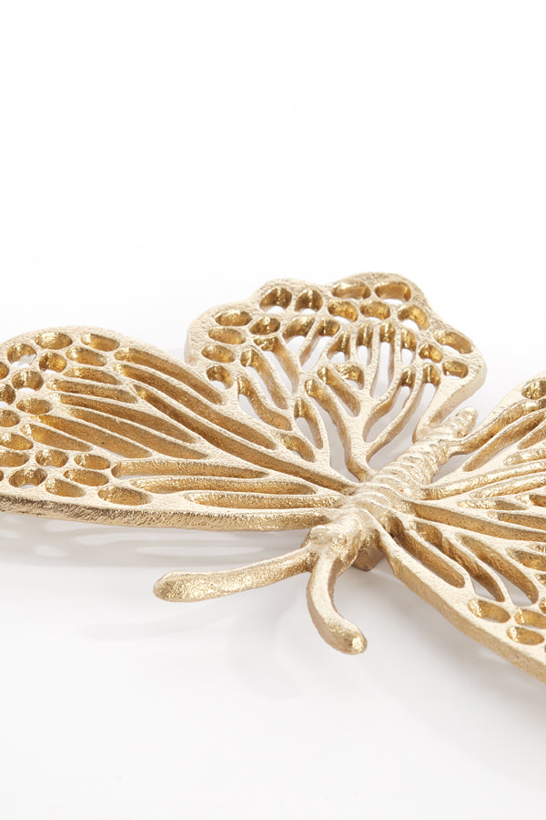 Ornament 26x16x3 cm BUTTERFLY shiny gold