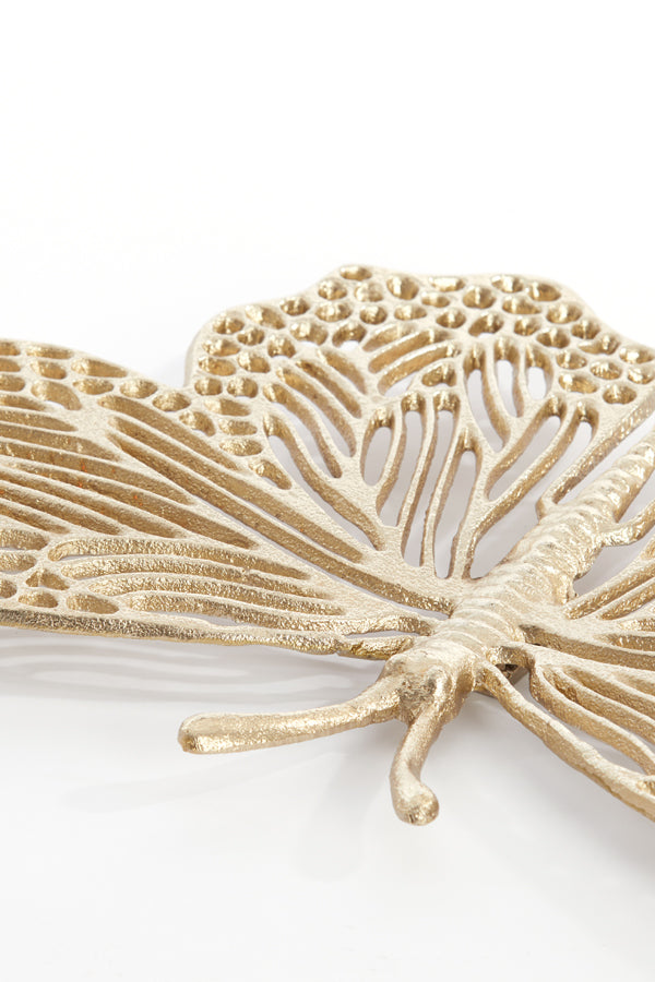 Ornament 41x23x4 cm BUTTERFLY shiny gold