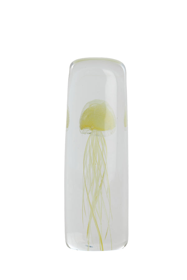 Ornament 6x6x18,5 cm JELLYFISH glass yellow