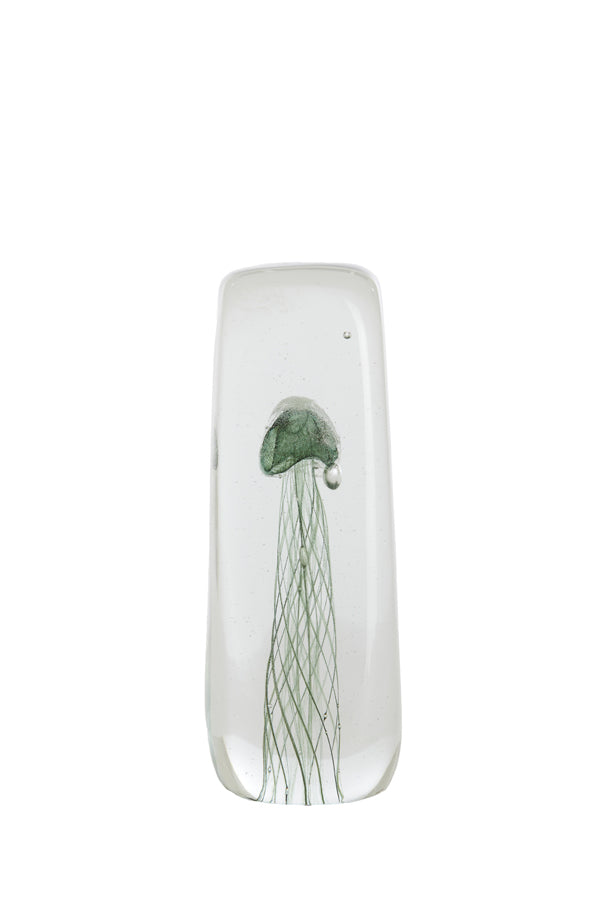 Ornament 6x6x18,5 cm JELLYFISH glass dark green