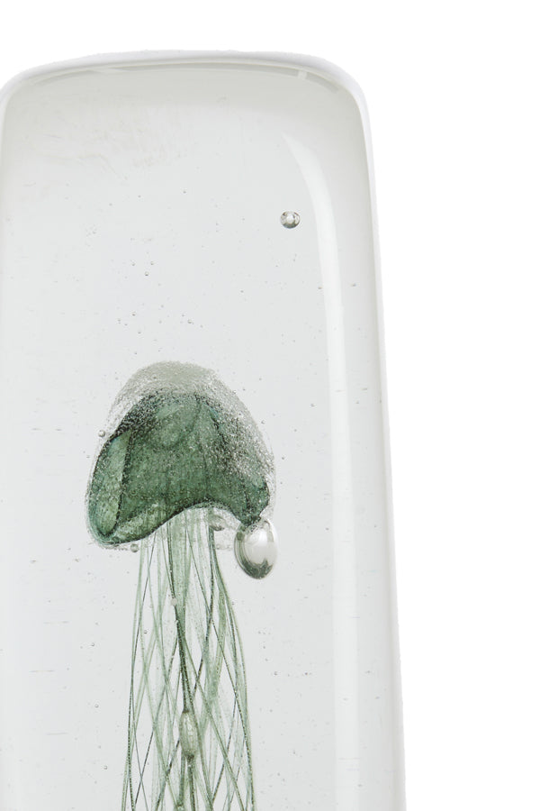 Ornament 6x6x18,5 cm JELLYFISH glass dark green