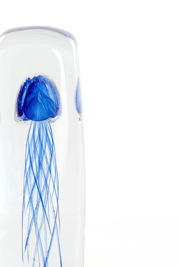 Ornament 6x6x18,5 cm JELLYFISH glass blue