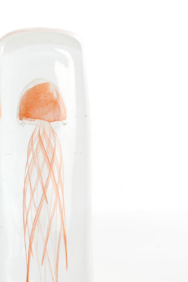 Ornament 6x6x18,5 cm JELLYFISH glass orange