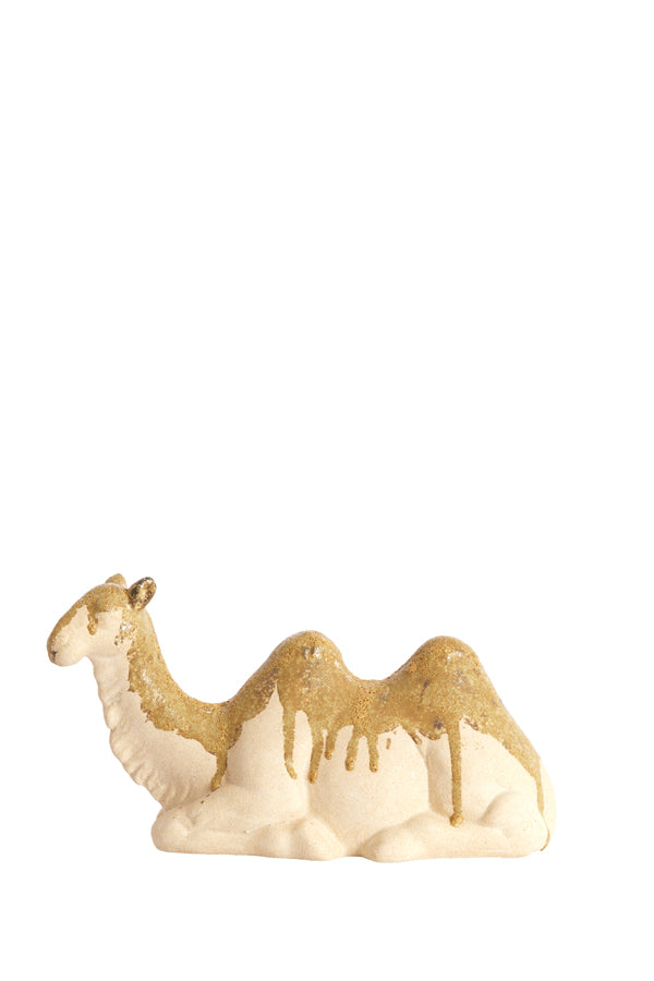 Ornament 26x10x15 cm CAMEL ceramics cream+olive green