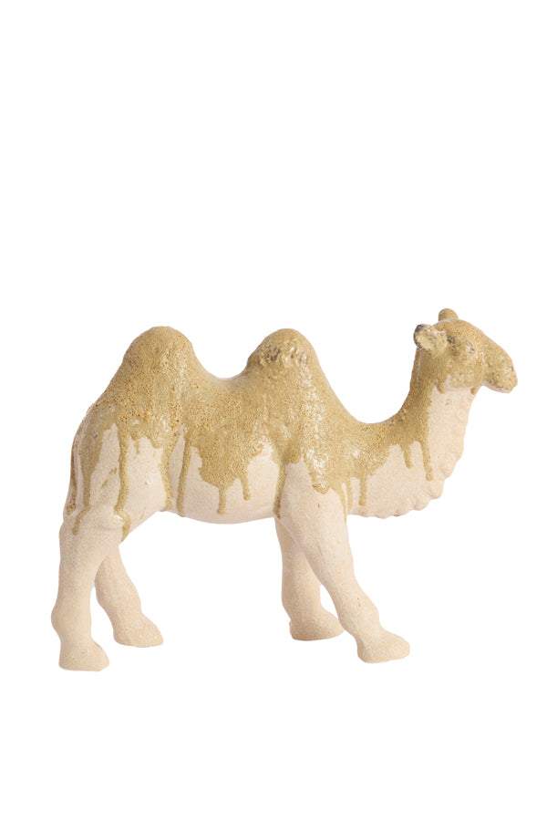 Ornament 31,5x11,5x24 cm CAMEL ceramics cream+olive green