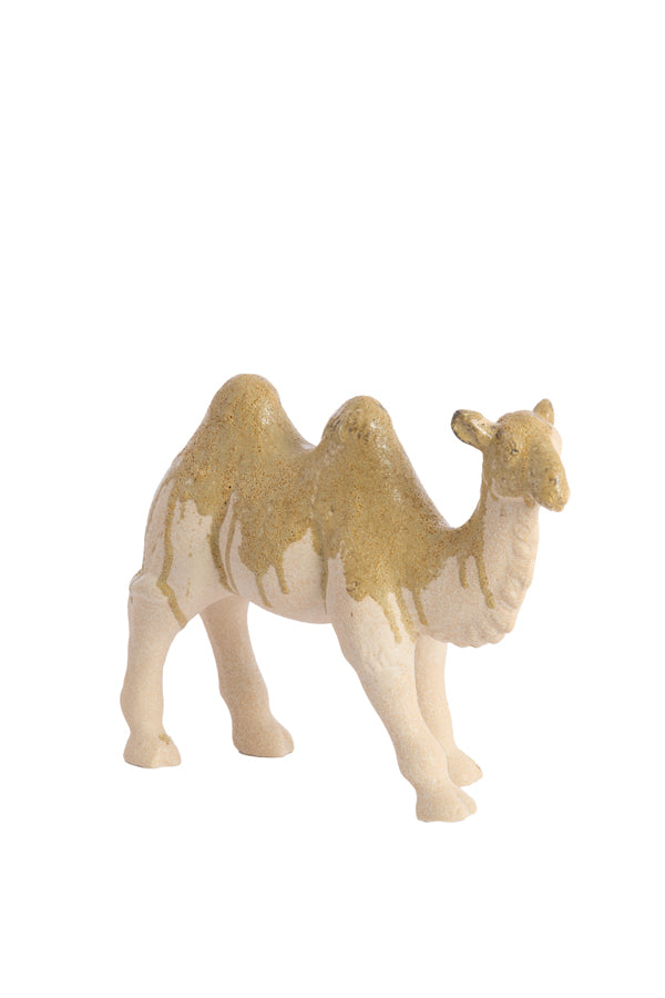 Ornament 31,5x11,5x24 cm CAMEL ceramics cream+olive green