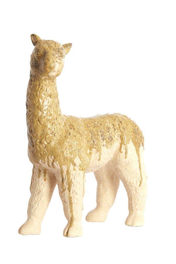 Ornament 29x13x39 cm ALPACA ceramics cream+olive green