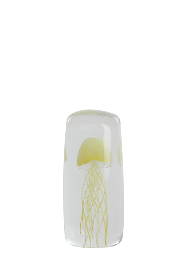 Ornament 5,5x5,5x13 cm JELLYFISH glass yellow