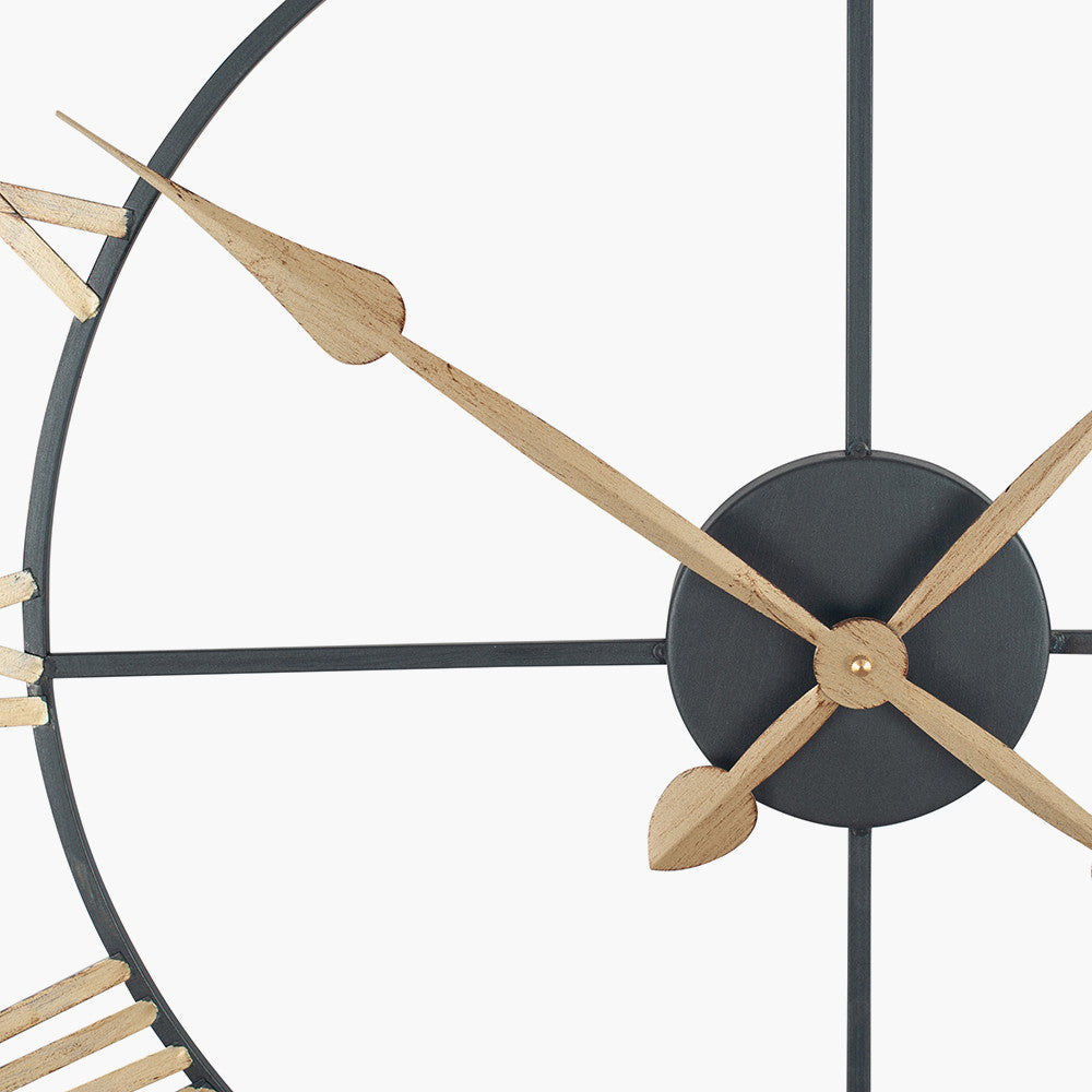Antique Bronze & Gold Metal Round Wall Clock