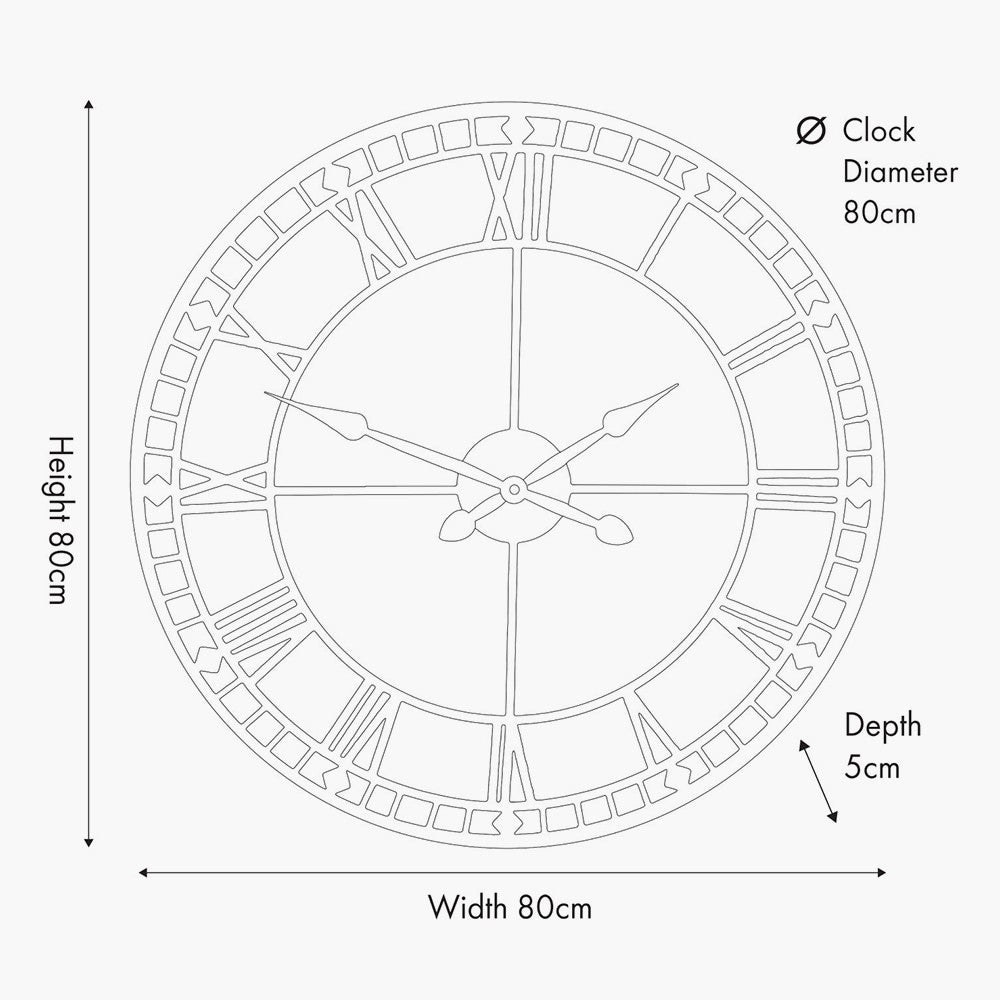 Antique Gold Metal Round Wall Clock