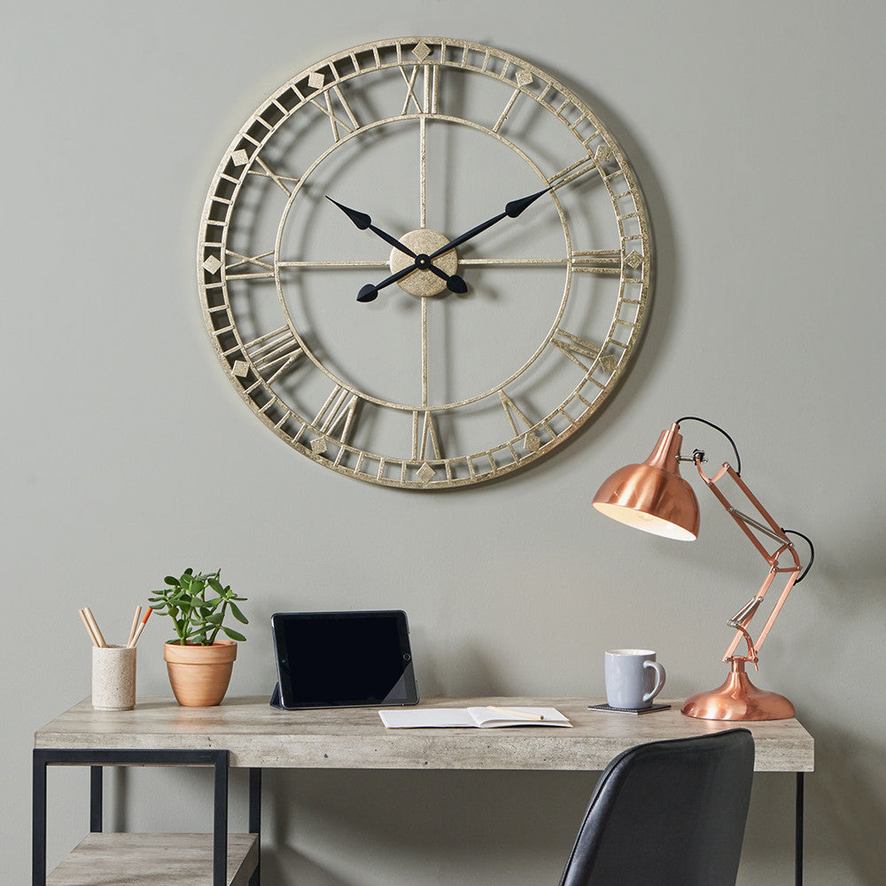 Antique Gold Metal Round Wall Clock
