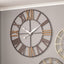 Antique Grey Metal & Wood Round Wall Clock