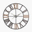 Antique Grey Metal & Wood Round Wall Clock