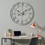 Antique Silver Metal Round Wall Clock