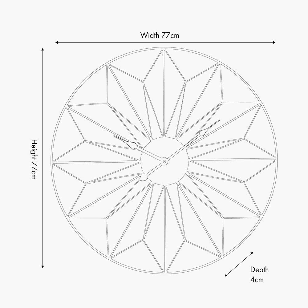 Black and Gold Metal Geo Design Round Wall Clock