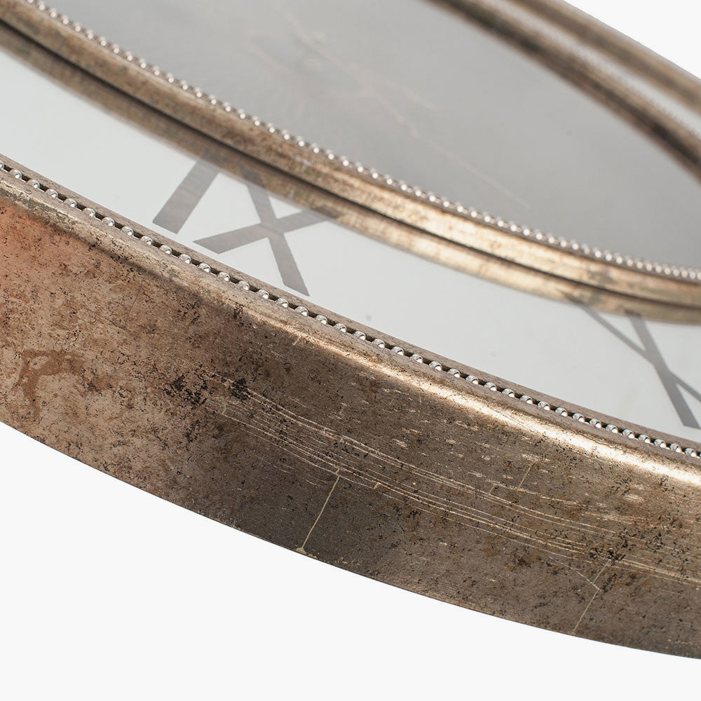 Antique Gold Wood & Mirror Geo Print Wall Clock