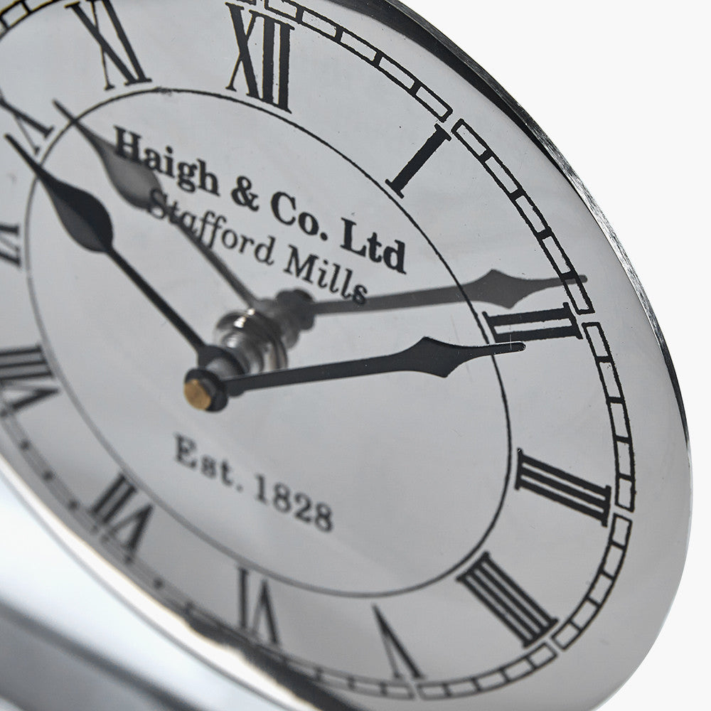 Silver Square Framed Standing Table Clock