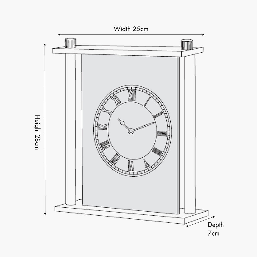 Silver Square Framed Standing Table Clock