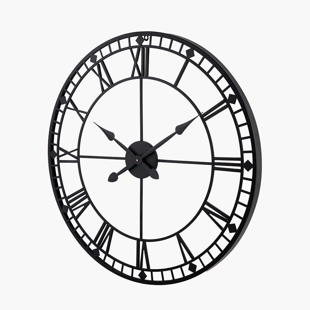Black Metal Round Skeleton Wall Clock