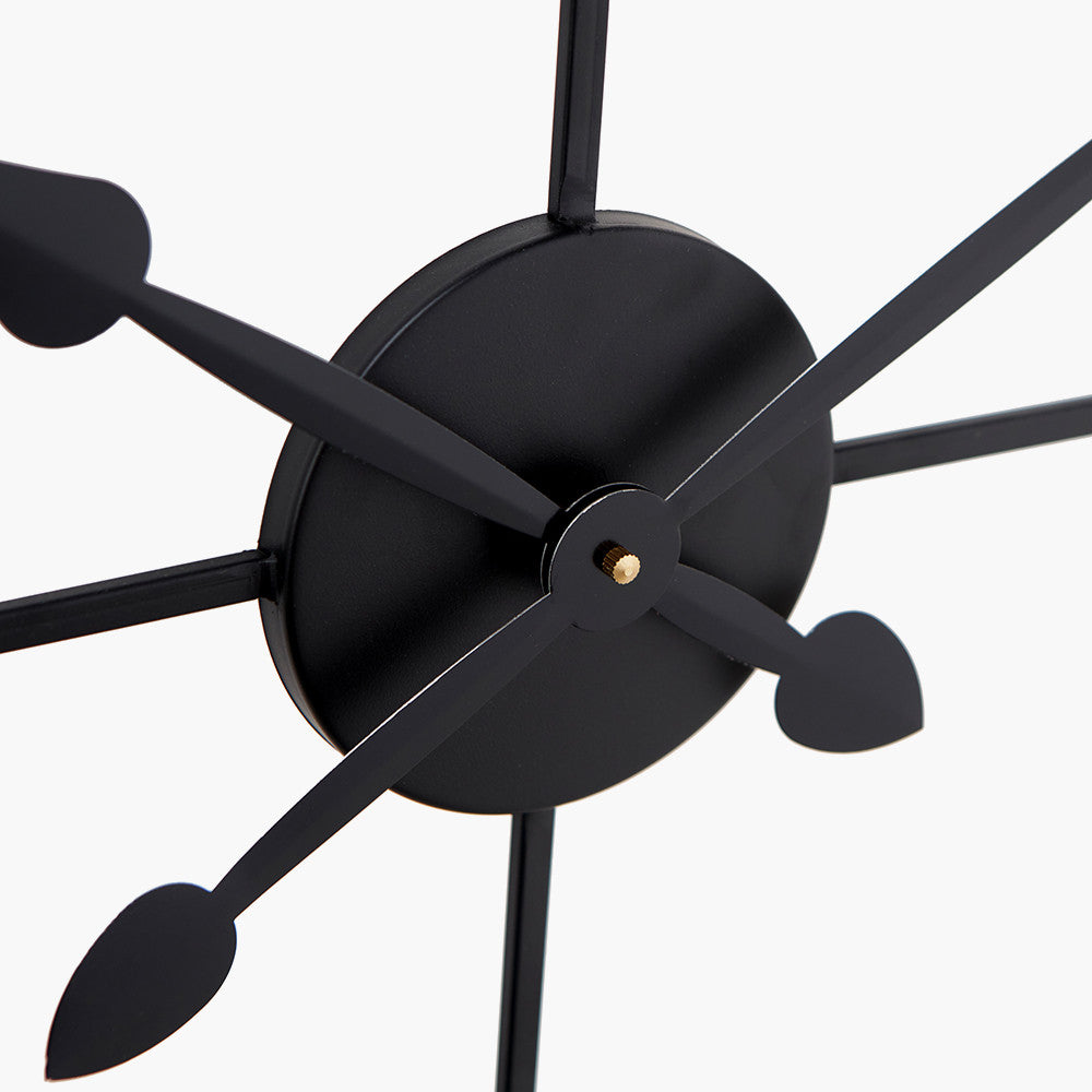 Black Metal Round Skeleton Wall Clock