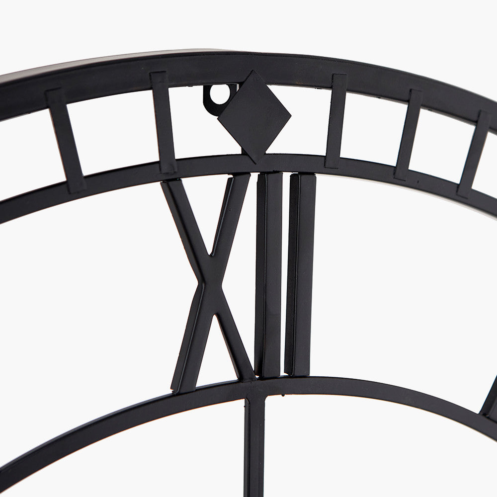 Black Metal Round Skeleton Wall Clock