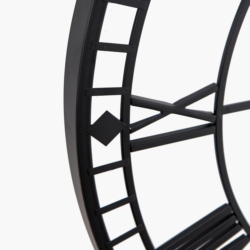 Black Metal Round Skeleton Wall Clock