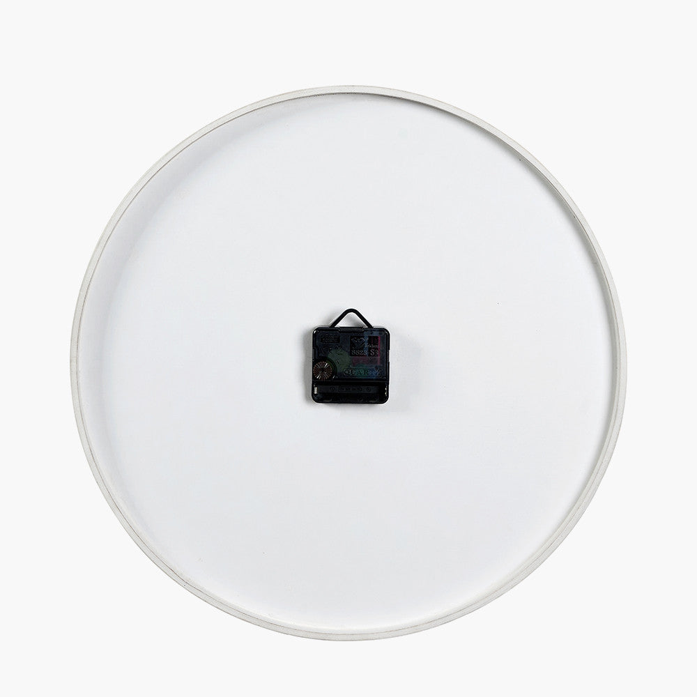 White Marble Effect Wood Veneer Round Wall Clock