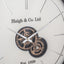 Ivory and Silver Wood Working Cog Wall Clock