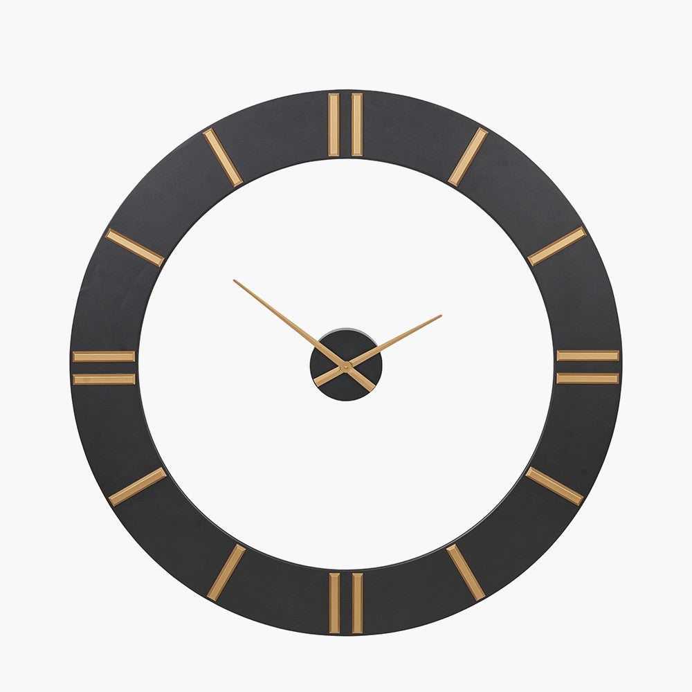 Black and Gold 2 Piece Open Wall Clock