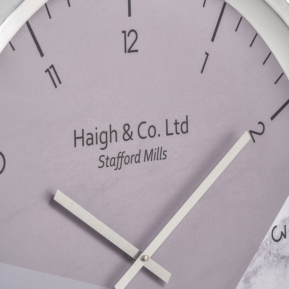 Silver Metal Printed Face Wall Clock