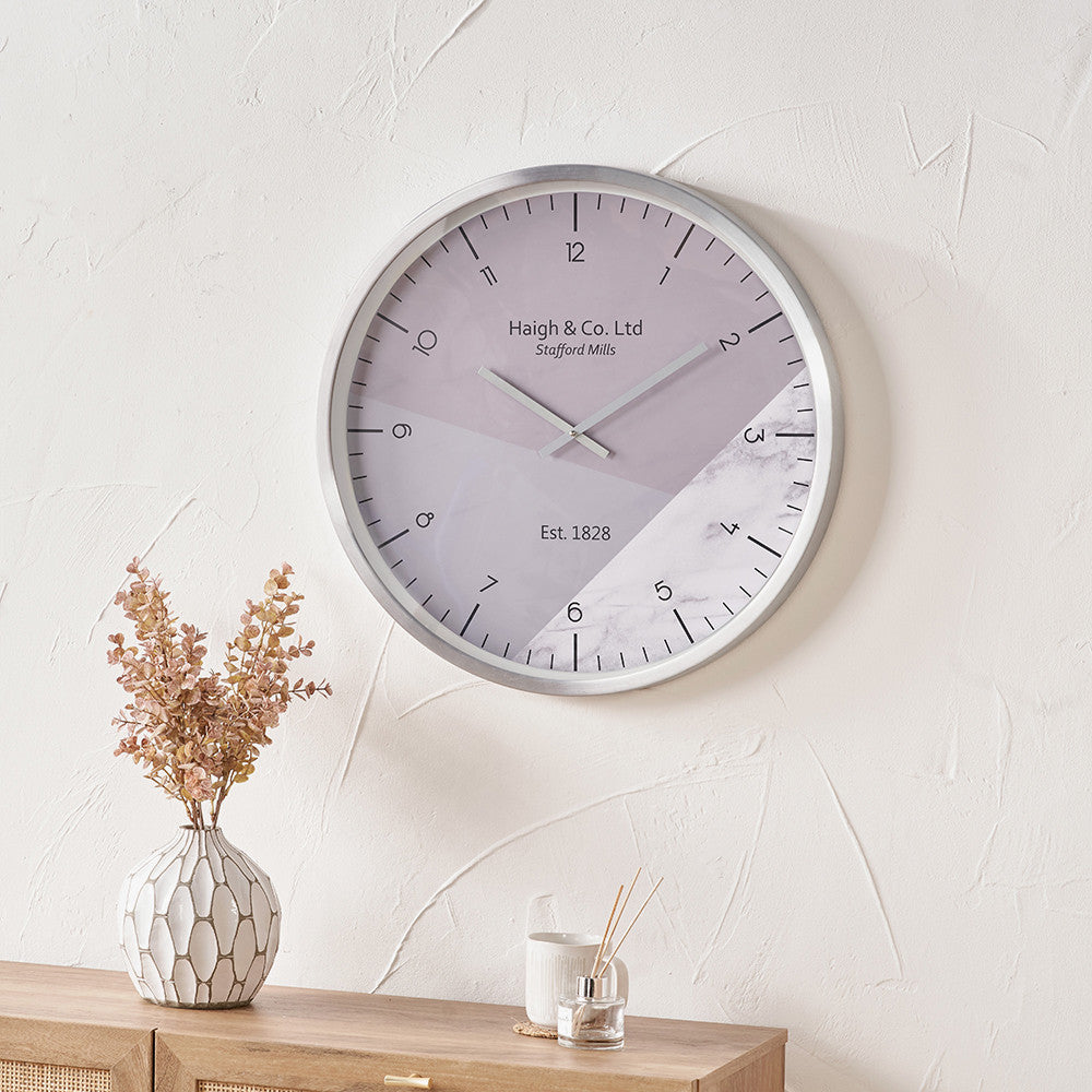 Silver Metal Printed Face Wall Clock