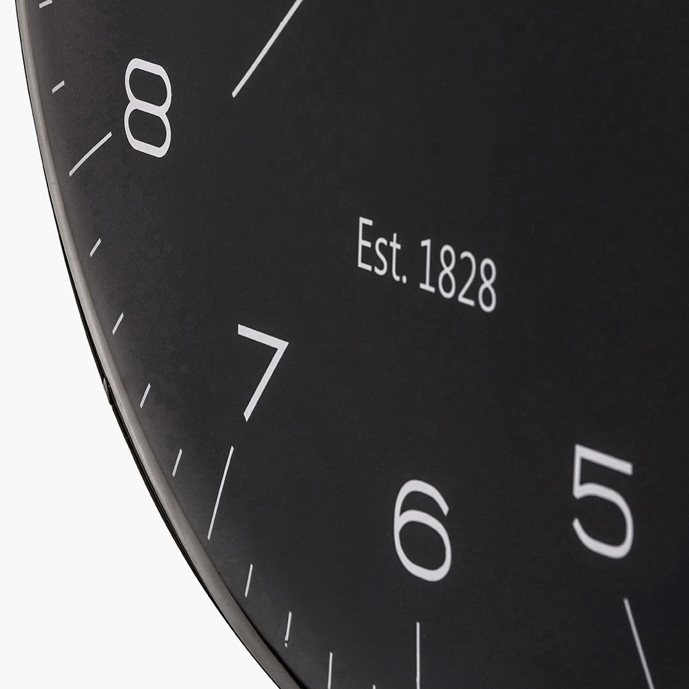 Black and Silver Dome Glass Wall Clock