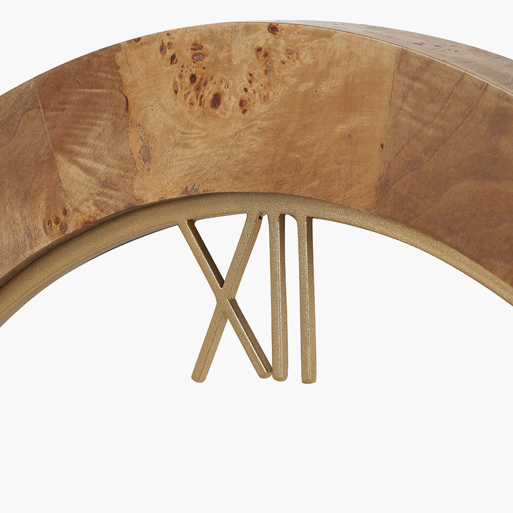 Newborough Burr Wood Effect Round Wall Clock