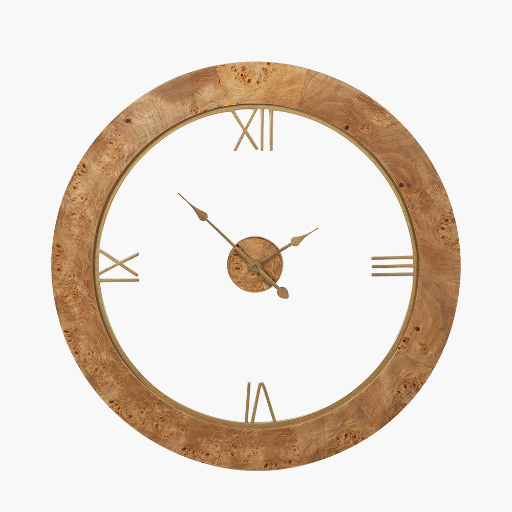 Newborough Burr Wood Effect Round Wall Clock
