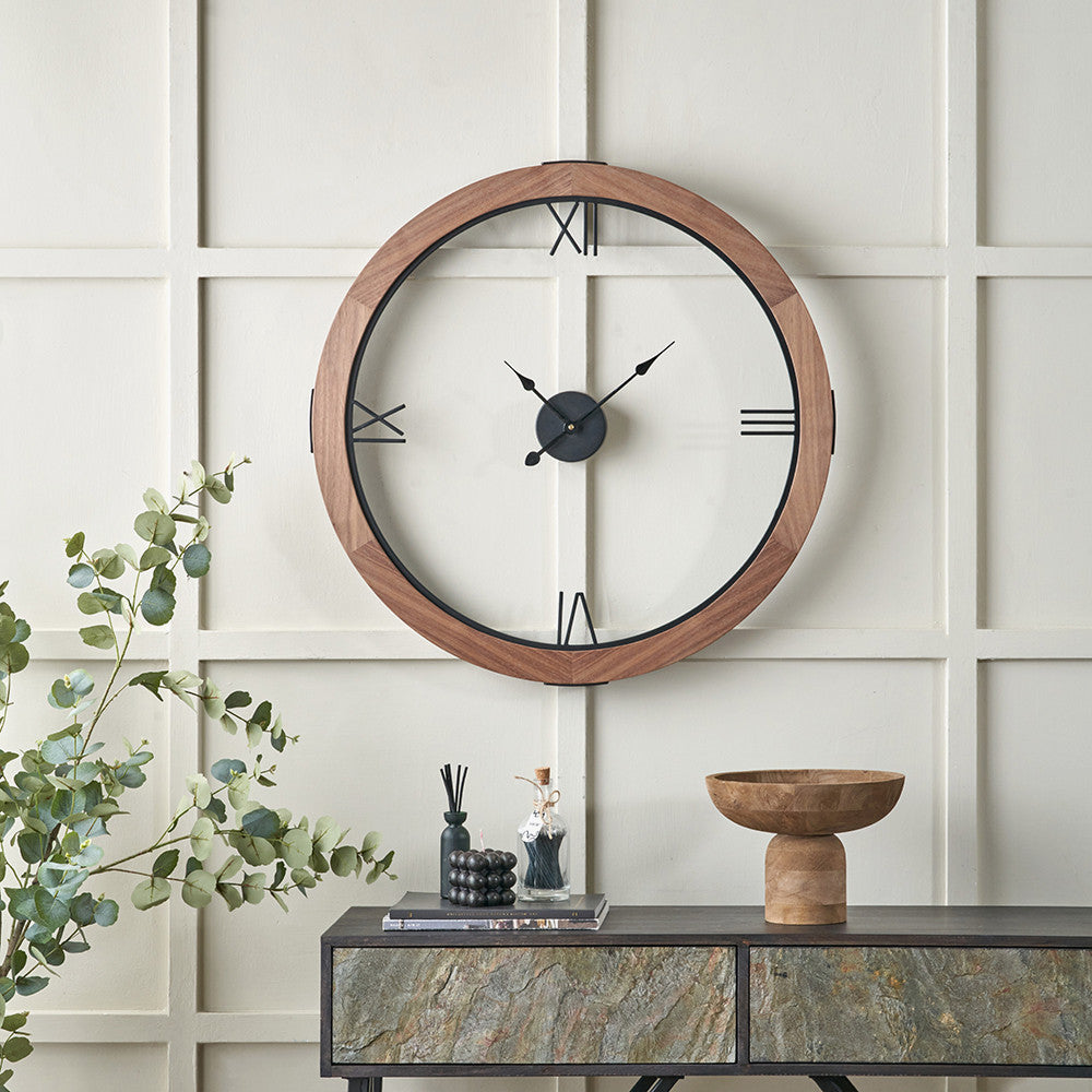 Vermont Light Walnut Wood Veneer Round Wall Clock