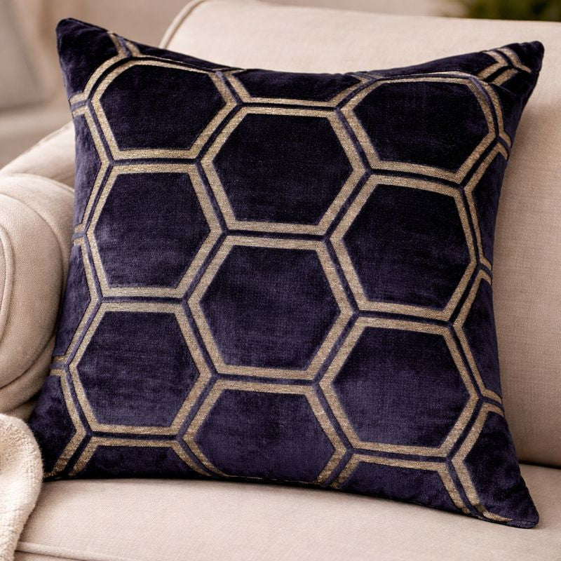 Malini Large Ivor Navy Cushion