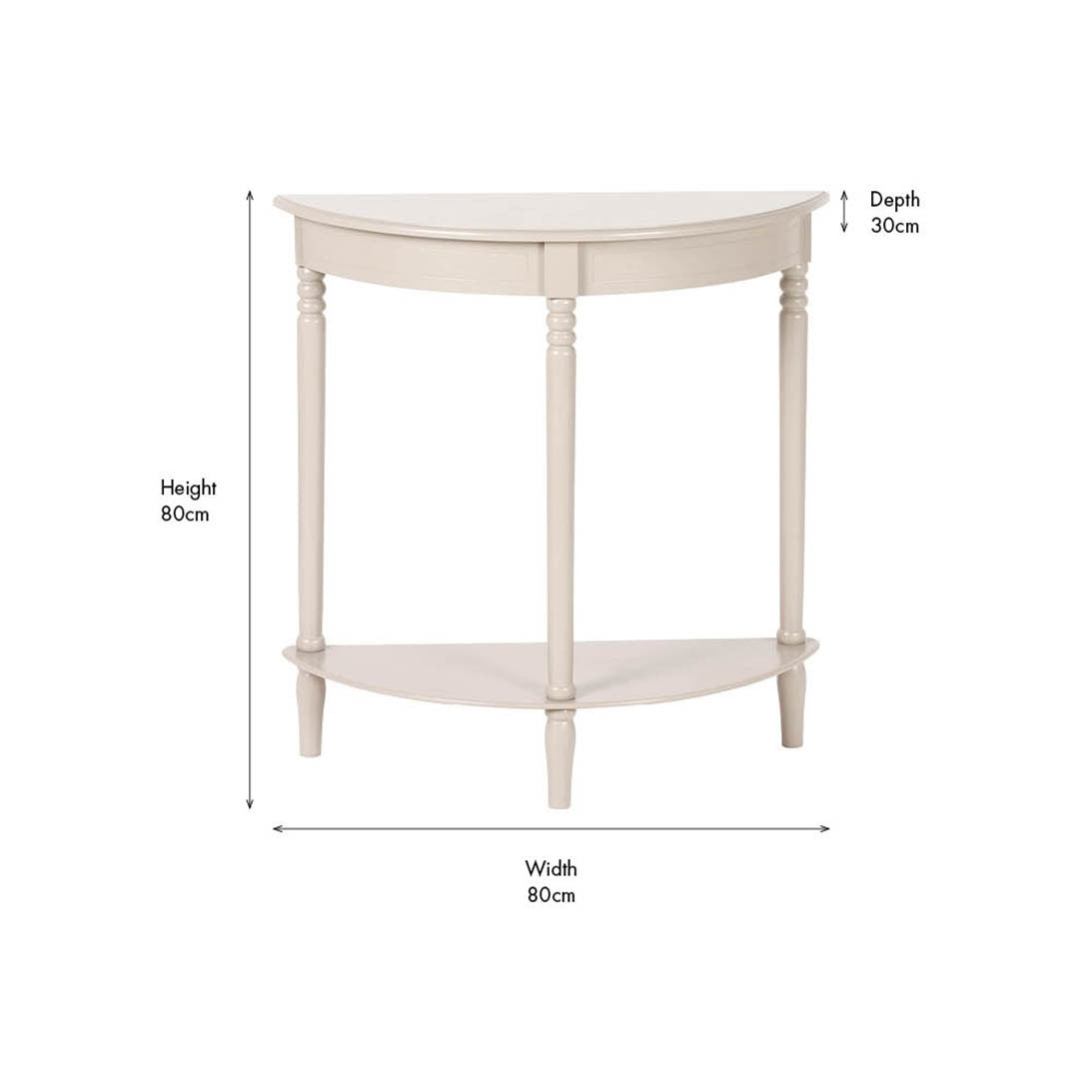 Heritage Putty Pine Wood Half Moon Console Table