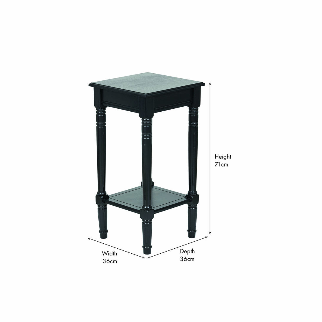 Heritage Black Pine Wood Accent Table