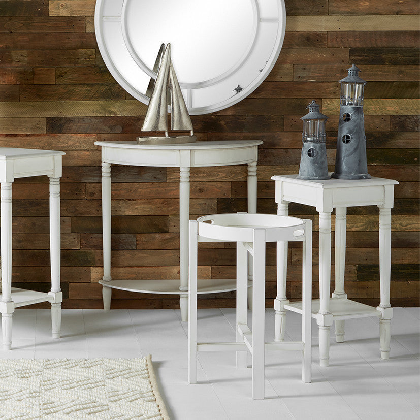 Heritage Elizabeth White Pine Wood Accent Table with Shelf K/D