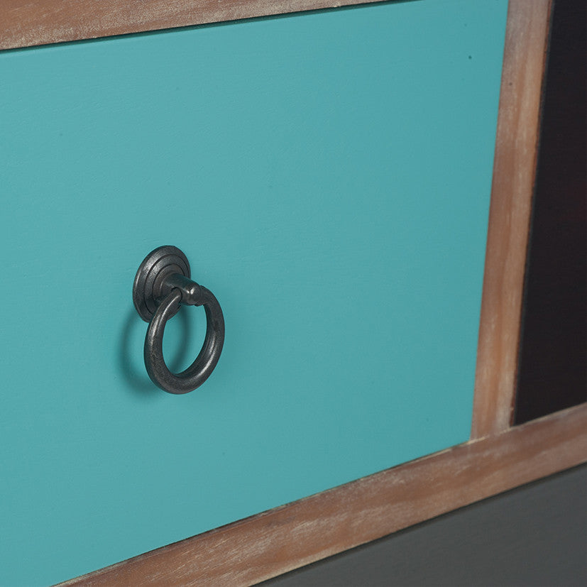 Loft Pine Wood Multicoloured 4 Drawer Unit