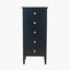 Chelmsford Satin Black Pine Wood 5 Drawer Tall Boy