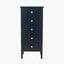 Chelmsford Satin Black Pine Wood 5 Drawer Tall Boy