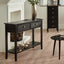 Chelmsford Satin Black Pine Wood 2 Drawer Console Table K/D