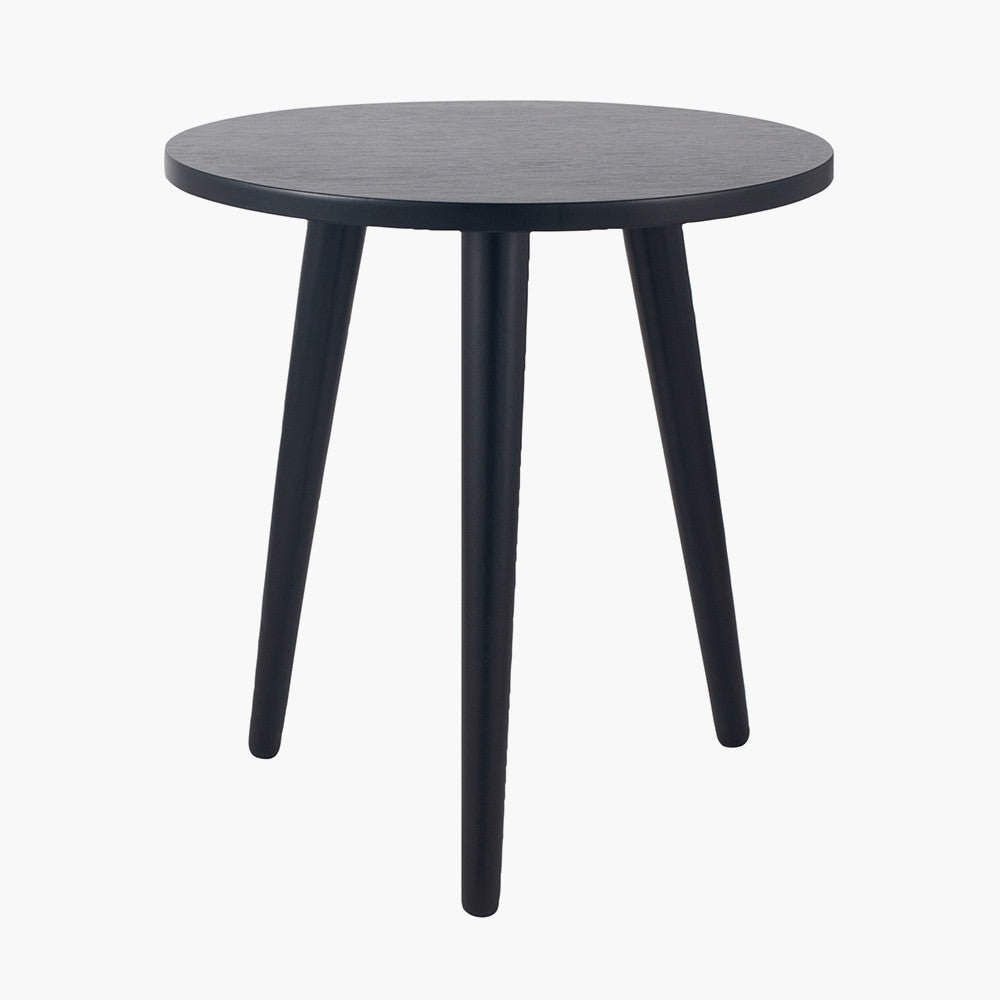 Chelmsford Satin Black Pine Wood Round Side Table K/D
