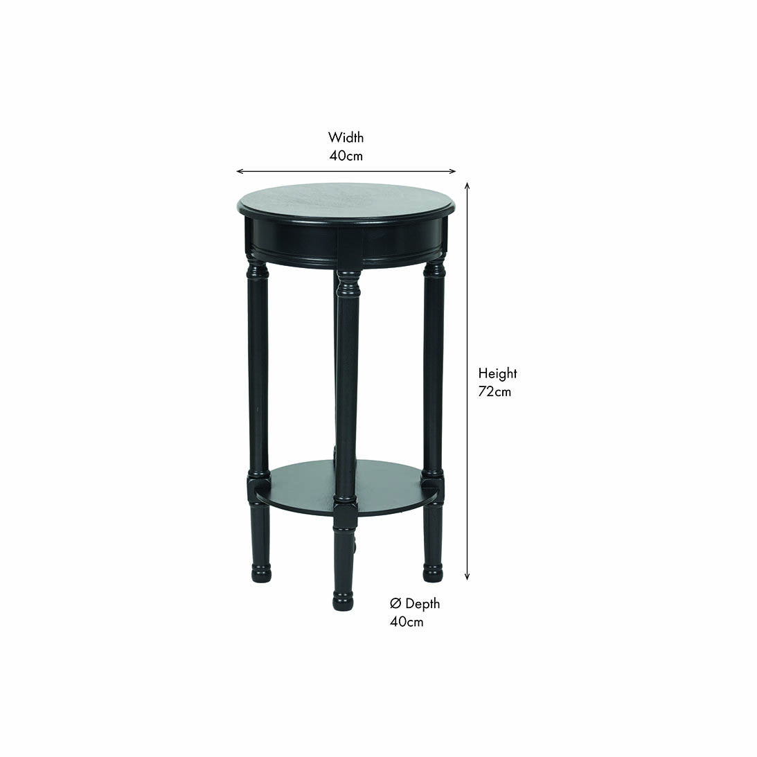Heritage Black Pine Wood Round Accent Table