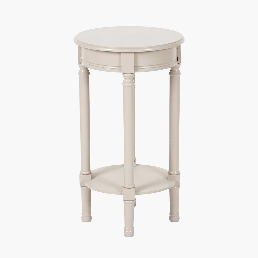 Heritage Putty Pine Wood Round Accent Table
