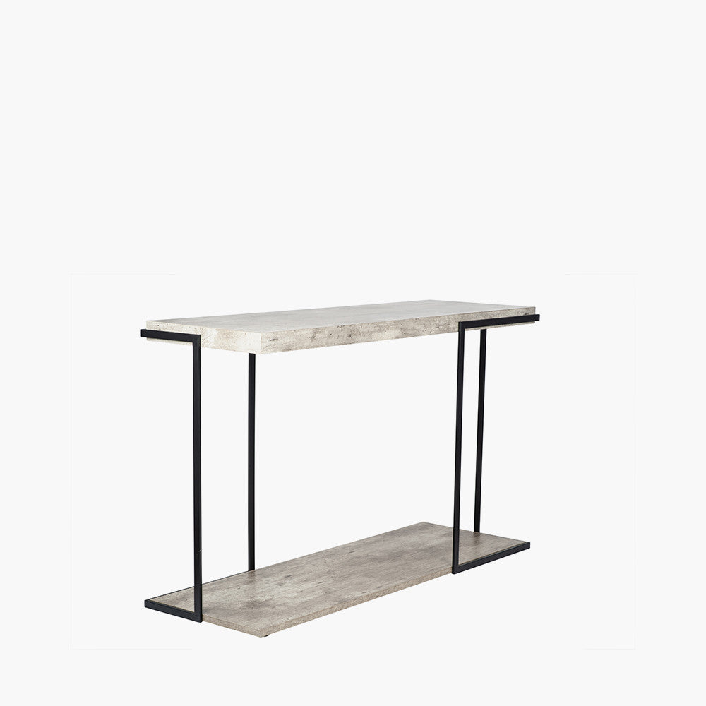 Jersey Concrete Effect MDF & Black Iron Console Table K/D