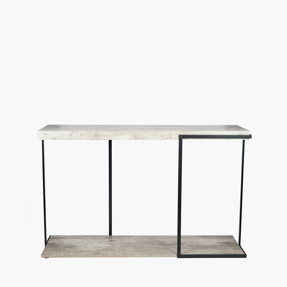 Jersey Concrete Effect MDF & Black Iron Console Table K/D