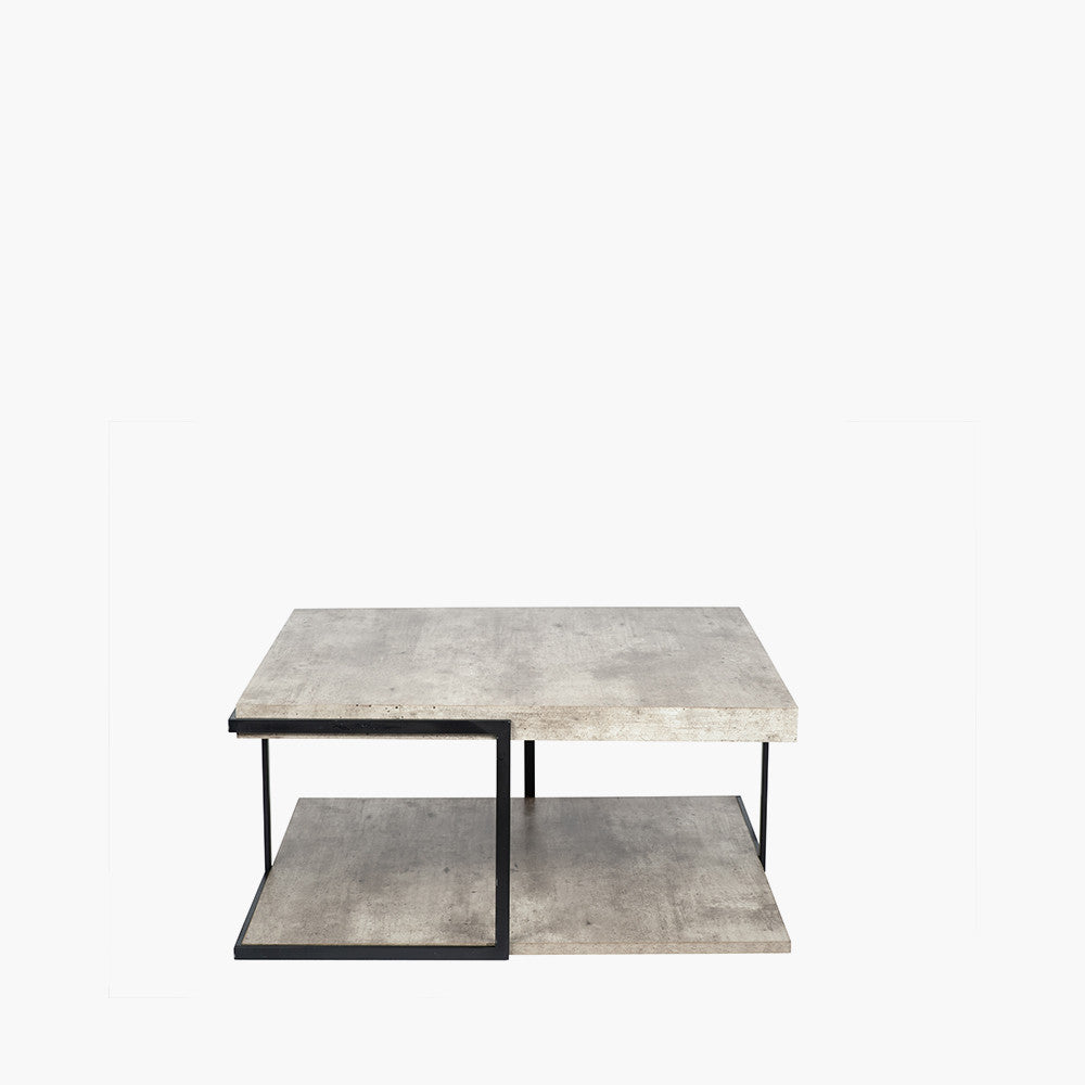 Jersey Concrete Effect MDF & Black Iron Coffee Table